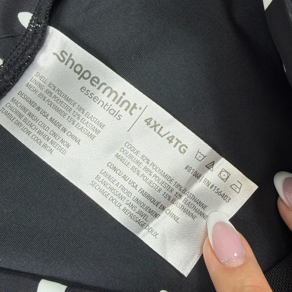 Shapermint Essentials High Waisted Control Bikini Bottom Black White Dot 4XL NEW